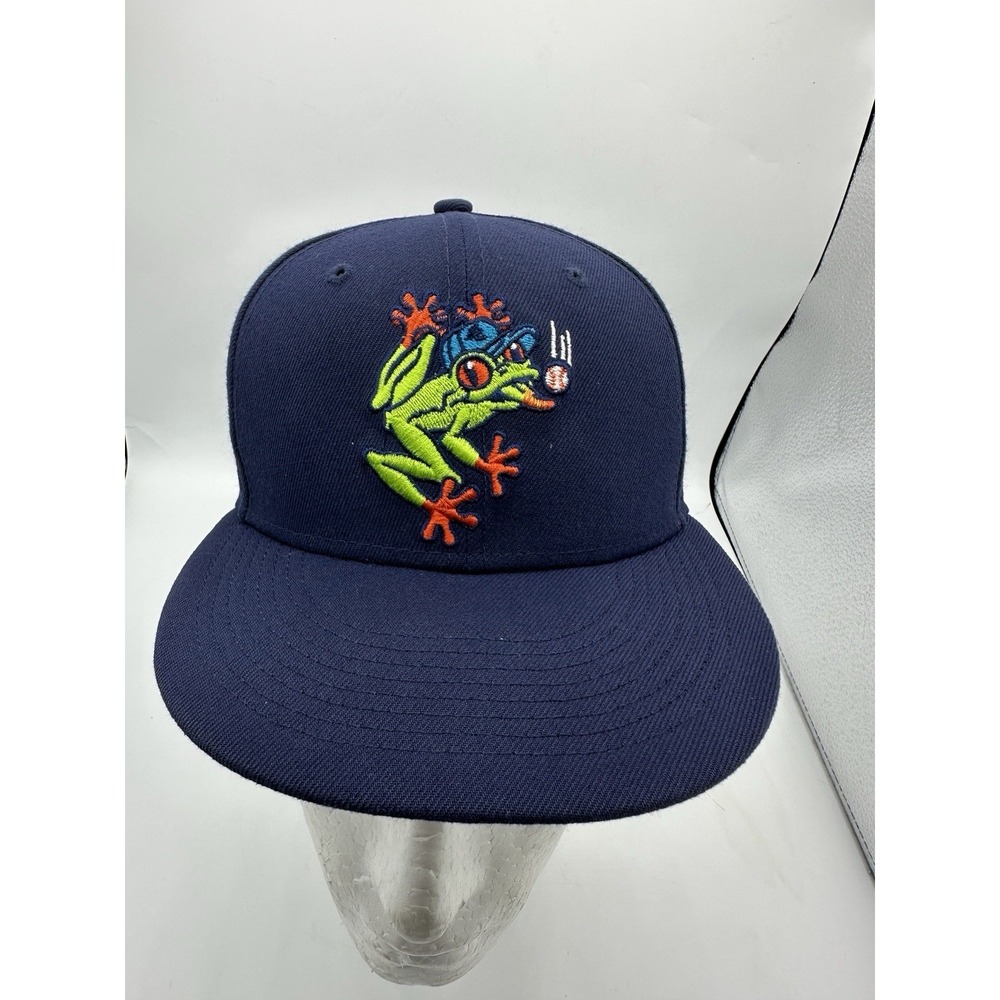 Vintage Everett AquaSox Hat New Era 59FIFTY Frog MiLB Fitted Cap 7 1/8 Navy